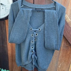 Grey tie up sweater!